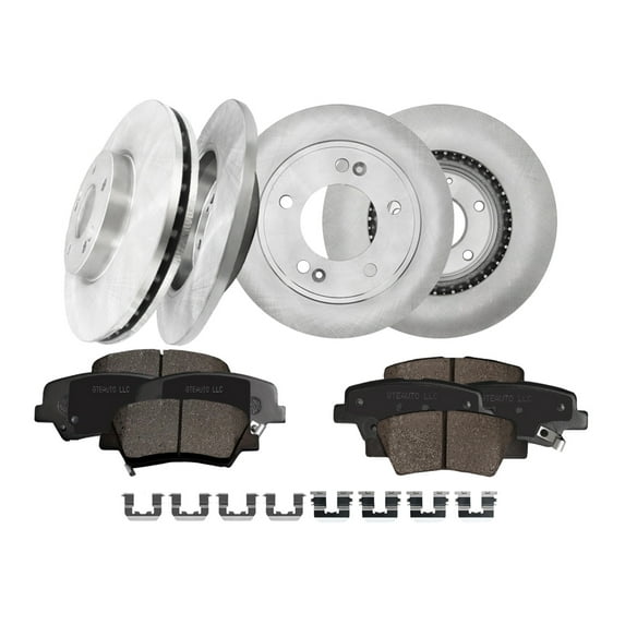 Set of 12 Front-Rear Disc Brake Rotors-Ceramic Brake Pad To 2011-2016 Hyundai Elantra