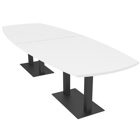 12 Ft Arc Boat Modular Conference Table Square Metal Bases w/Electric