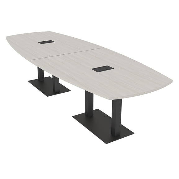 12 Ft Arc Boat Modular Conference Table Square Metal Bases w/Electric