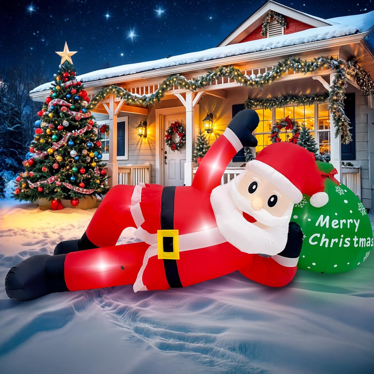 12 Ft Christmas Inflatable Outdoor Decoration Giant Lying Santa Claus 12 Ft Christmas Inflatable Outdoor Decoration Giant Lying Santa Claus