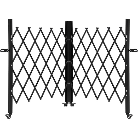12 Ft Expandable Steel Safety Barricade with Lockable Casters for Traffic Control