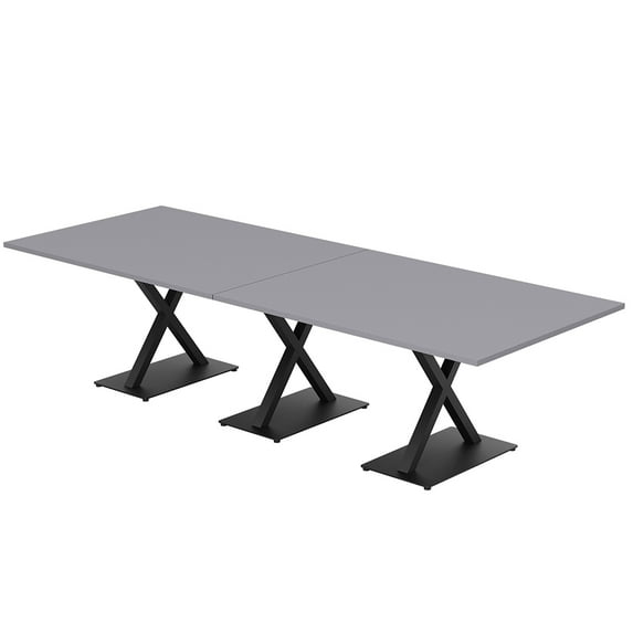 12 Ft Rectangular Modular Conference Table With X Bases Power And Data