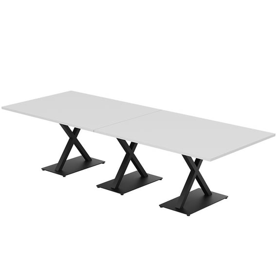 12 Ft Rectangular Modular Conference Table With X Bases Power And Data