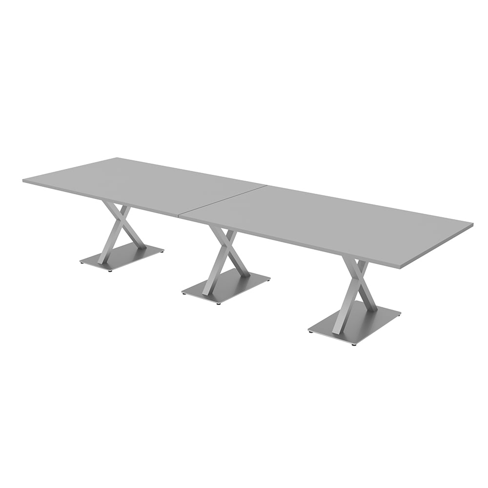 12 Ft Rectangular Modular Conference Table With X Bases Power And Data ...