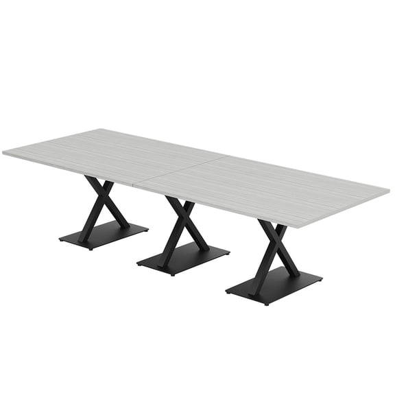 12 Ft Rectangular Modular Conference Table With X Bases Power And Data