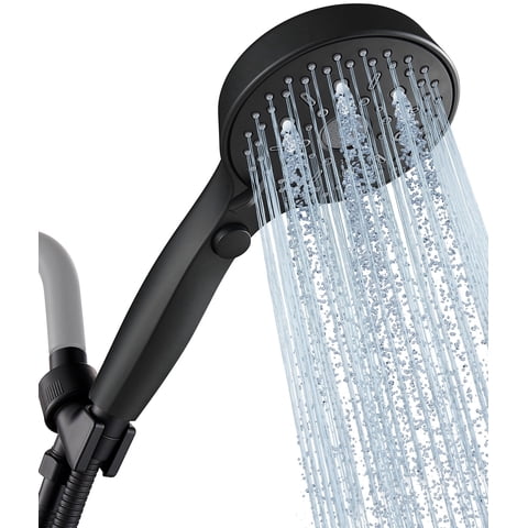 12 Functions Shower Head with handheld, High Pressure Detachable Shower Head Set with Hose ON/Off Button for Pets Dog Bath, Adjustable Bracket Rubber Washers Matte Black