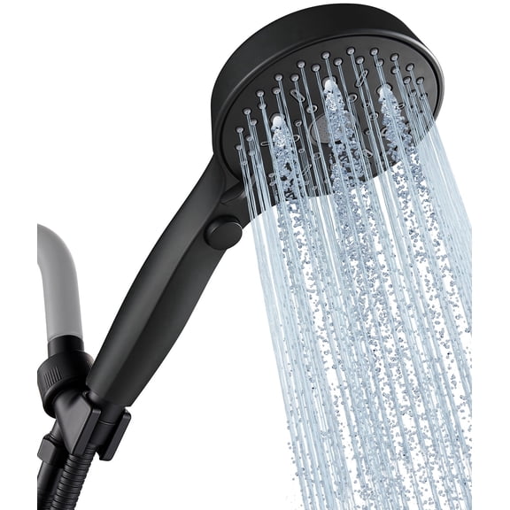 12 Functions Shower Head with handheld, High Pressure Detachable Shower Head Set with Hose ON/Off Button for Pets Dog Bath, Adjustable Bracket Rubber Washers Matte Black