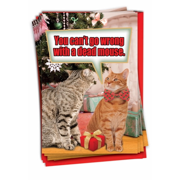 12 Funny Christmas Cards Pack (1 Design, 12 Cards) - Dead Mouse B2548XSG