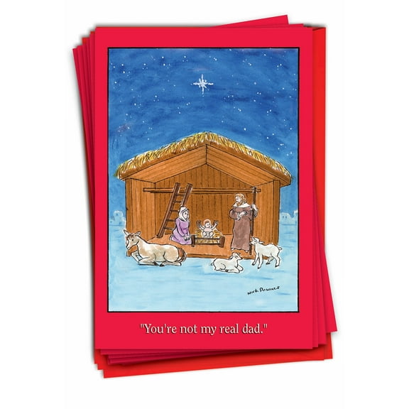 12 Funny Christmas Cards Pack (1 Design, 12 Cards) - Not Real Dad B1534