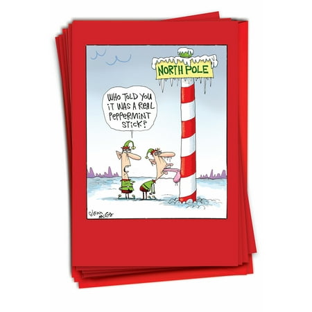 12 Funny Merry Christmas Cards Bulk (1 Design, 12 Cards) - Frozen Tongue B2477XSG