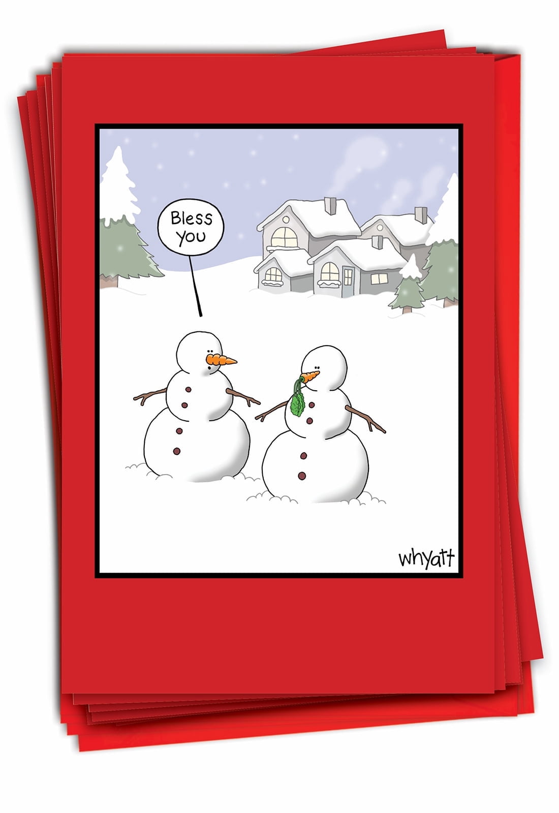 12 Funny Merry Christmas Cards Bulk (1 Design, 12 Cards) - Snowman ...