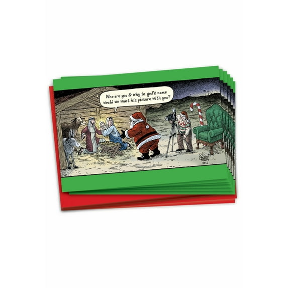 12 Funny Merry Christmas Cards Pack (1 Design, 12 Cards) - Nativity Photo