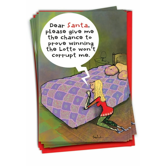 12 Funny Merry Christmas Cards Pack (1 Design, 12 Cards) - Santa Prove B1259