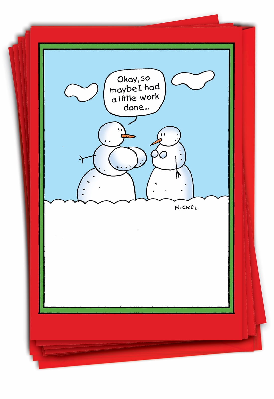 12 Funny Merry Christmas Cards Pack (1 Design, 12 Cards) - Snowman Boob Job  Christmas B1773 - Walmart.com