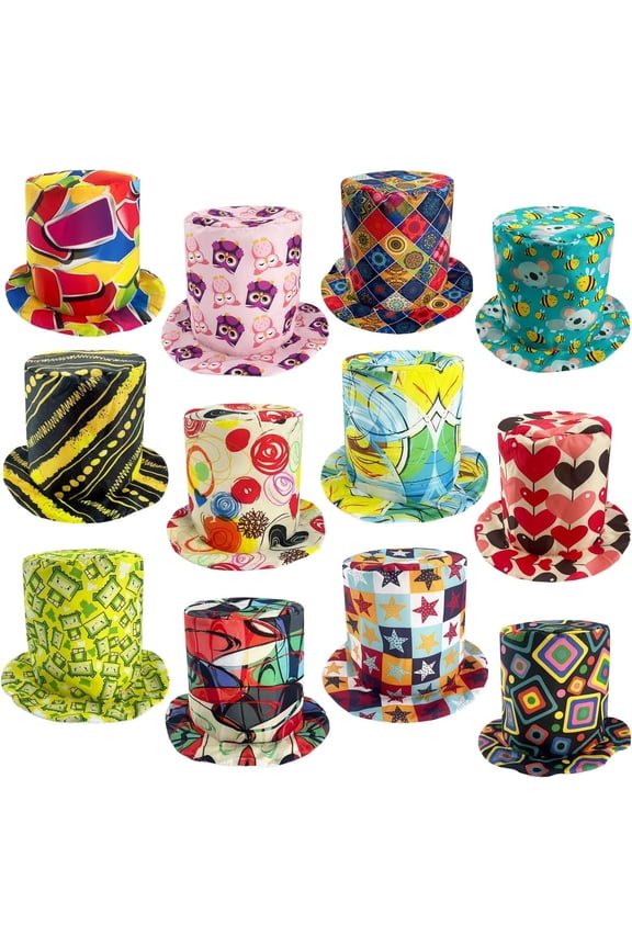 12 Funny Party Top Hats Birthday Party Hats Photo Booth Props Hats Crazy Party Hats Accessories for Man Women Teen