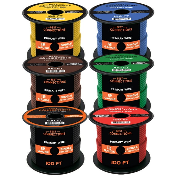 Audiopipe 12 Ga Auto Primary Wire 6 Rolls 100ft. Circuits Speaker Electric AP-12-100 x 6