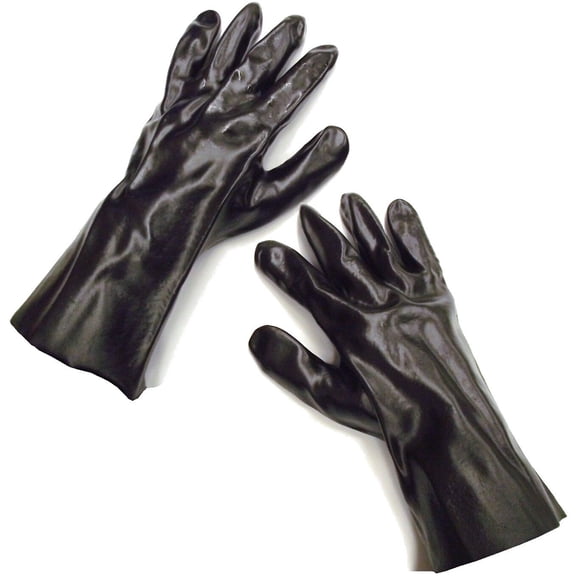 12" GAUNTLET BLACK PVC TRAPLINE GLOVES TRAP TRAPPER TRAPPING BUTCHER SKINNING