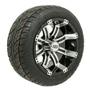 Set of 4- 12 in Tempest Chrome Wheels On Low Profile Tires, Non-lifted Golf Cart