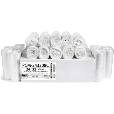 12 Gal.-16 Gal. Clear Garbage Bags - 24 in. x 33 in. (Pack of 1000) 8 mic (eq) - for Commercial and Industrial Use