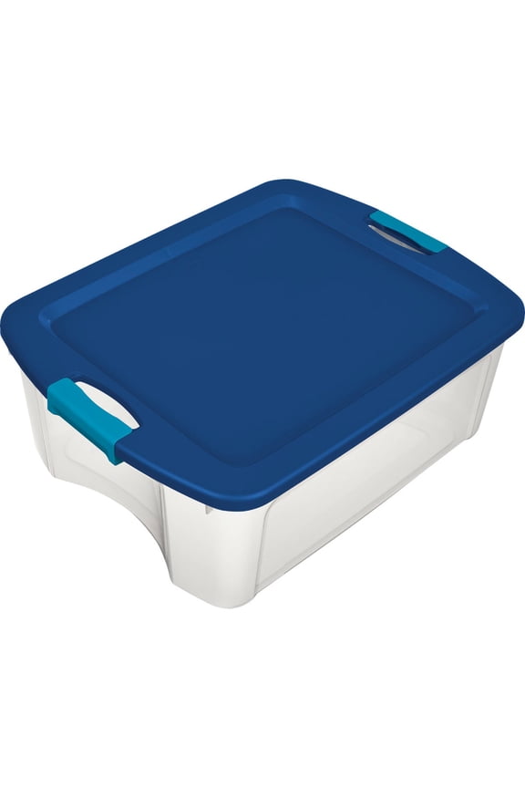 12 Gal and Carry, Stackable Storage Bin with Lid, Plastic Container to Organize Closets, Clear with Blue Lid, 6-Pack  Home & Garage Storage, Stackable Design