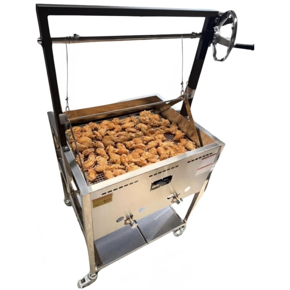 12 Gallon Deep Fryer or Cajun Crawfish Boiler Cart | Multi Purpose | Basket Lift | Portable 4 Wheels | Stainless Steel | Outdoor Propane Frying for Chicken Fish Turkey | Seafood Boil | Patent Pending