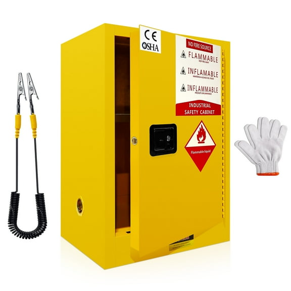 12 Gallon Fire Resistant Storage Cabinet,18.11 In x 23.23 In x 35.5 In, 1 cm Thickness Galvanized Steel, Adjustable Shelf Flammable Liquid Storage Cabinet for Commercial Industrial and Home Use