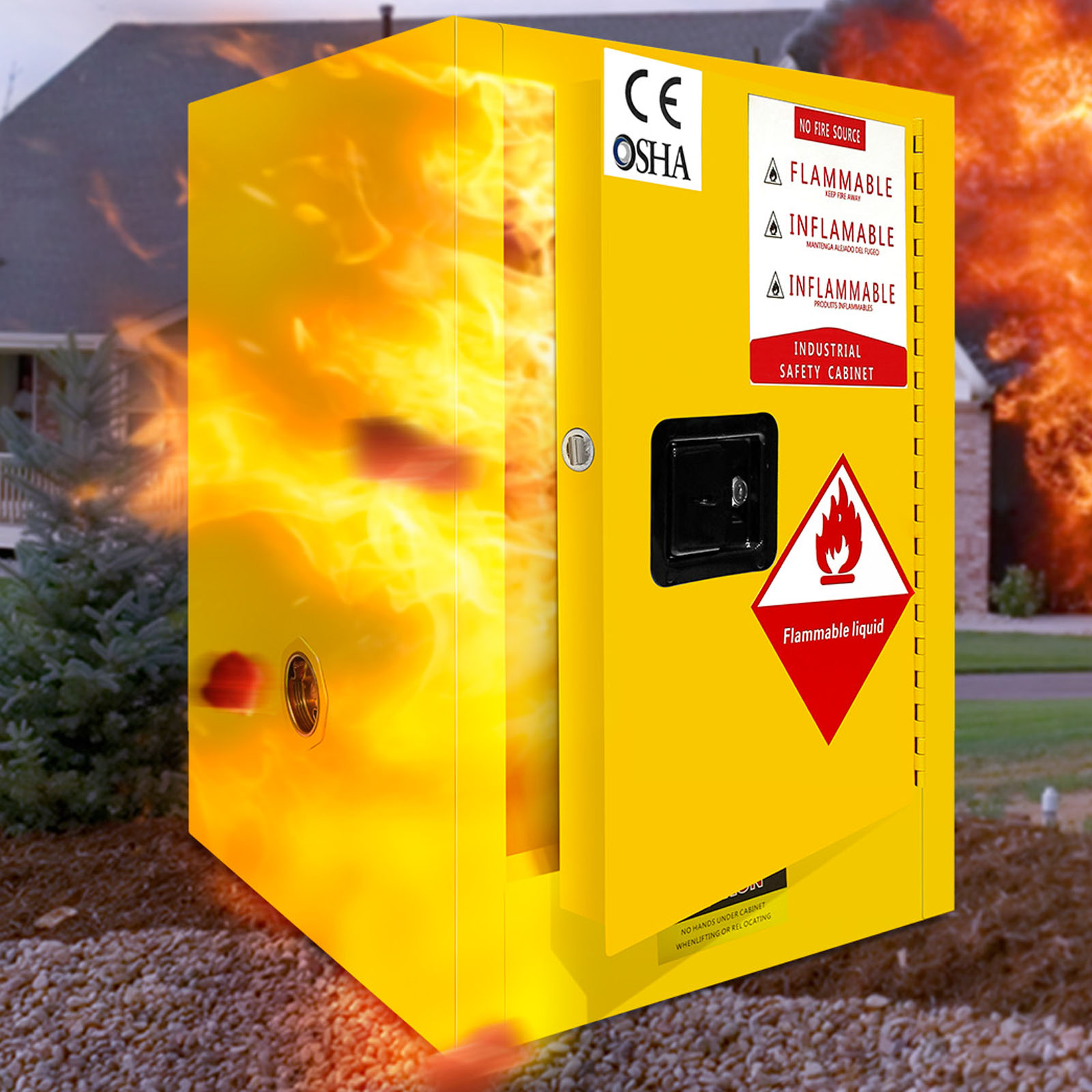 12 Gallon Fireproof Safety Cabinet, 18" x 18" x 23" Flammable Storage ...