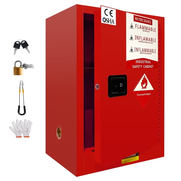 12 Gallon Flammable Storage Containers with Cold - Rolled Steel, Adjustable Shelf Fire - Resistant Cabinet, Fire - Protected Cabinet for School Buildings, Garages, Production Sites