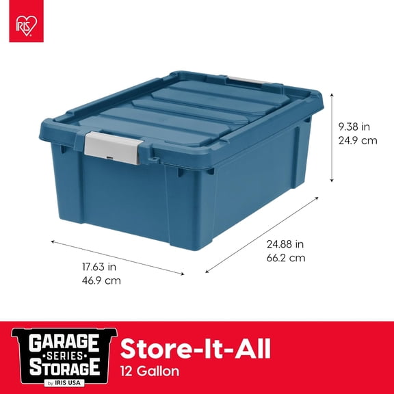 12 Gallon -Friendly Lockable Storage Bins with Lids, 4 Pack - Navy Heavy Duty Stackable Containers for Garage Moving