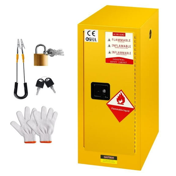 12 Gallon Galvanized Steel Flammable Safety Cabinet, Hazardous Storage cabinets, Flammable Liquid Storage Cabinet for Industrial and Home Use