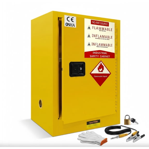 12 Gallon Industrial Fireproof Cabinet, Exterior Size 35H23.23W18.11D Inches, Ventilated Adjustable Shelf Chemical Cabinet for Gasoline Alcohol Storage