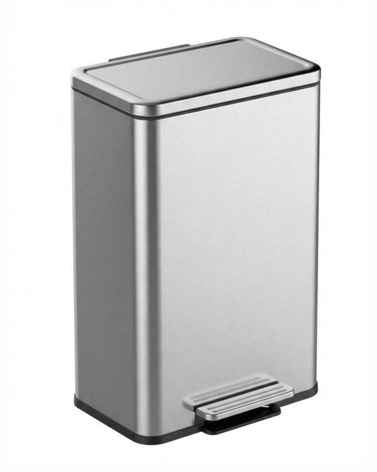 12 Gallon Kitchen Trash Can, Stainless Steel Garbage Can with Quiet Soft-Close Lid, Foot Pedal Soft Close for Office Home Kitchen Garbage Can Trash Bin (45L)