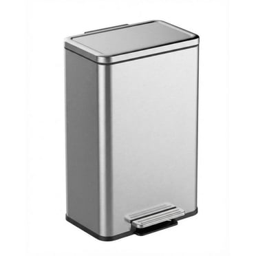 12 Gallon Kitchen Trash Can, Stainless Steel Garbage Can with Quiet Soft-Close Lid, Foot Pedal Soft Close for Office Home Kitchen Garbage Can Trash Bin (45L)