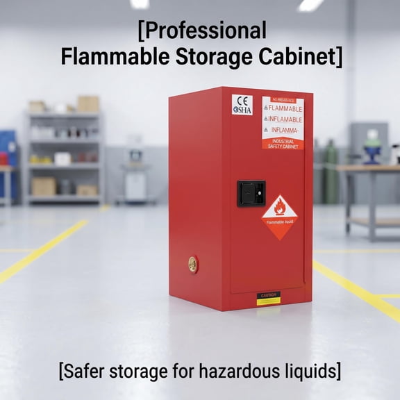 12 Gallon Red Flammable Safety Cabinet, Fireproof Chemical Storage Cabinet with 3-Point Lock & Adjustable Shelf, Double-Layer Steel Explosion-Proof Cabinet for Garage Workshop Lab