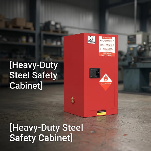 12 Gallon Red Flammable Storage Cabinet, Double-Wall Fire-Resistant Steel Cabinet for Flammable Liquids & Hazardous Chemicals