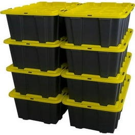 Sterilite 50 Gallon Plastic Stacker Tote, Heavy Duty Lidded Storage Bin  Container for Stackable Garage and Basement Organization, Black, 3-Pack