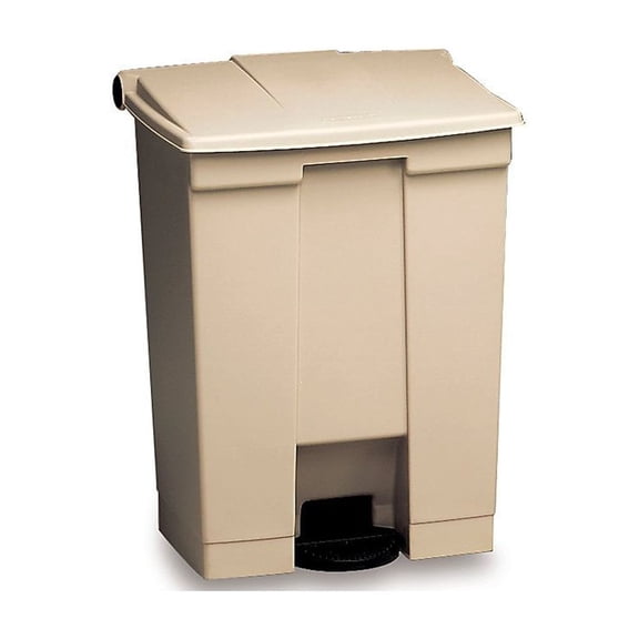 12 Gallon Step On Trash Can with Lid, Hands-Free Pedal Garbage Bin, Fire Safe Rectangular Waste Container, Beige