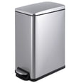 thumbnail image 1 of 12 Gallon Trash Can with Soft Close Lid, Stainless Steel Step-On Garbage Can with Inner Bucket, Fingerprint Resistant, Space Saving Trash Bin for Kitchen, Bathroom, Office, Silver, 1 of 8