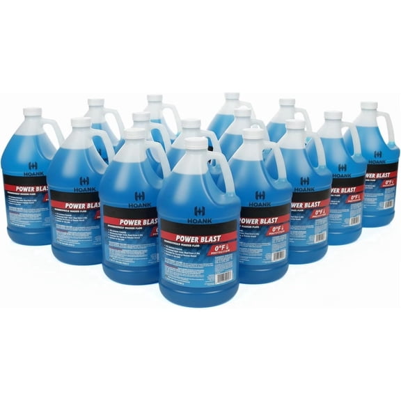 (12 Gallons Power Blast Windshield Washer Fluid, All Season Formula, 0°F Protection, Blue, 1 Gallon Jug, Ready to Use