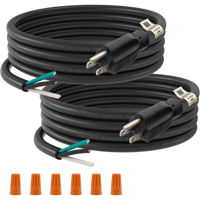 12 Gauge 10 feet 3 Prong Power Cord Replacement with Three Screw