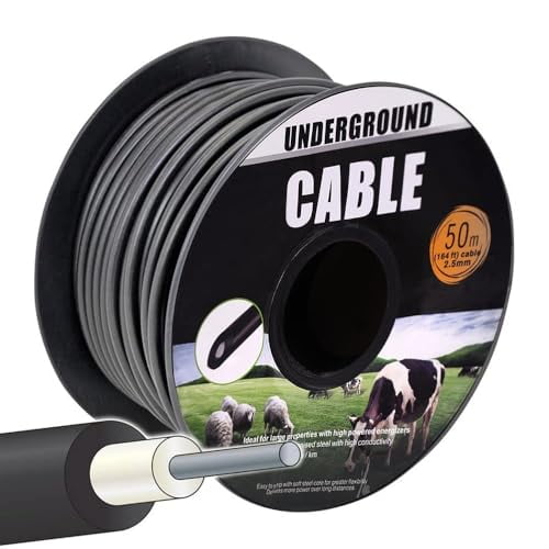 12 Gauge Eeletric Fence Double Insulated Underground Wire, 2.5mm Underground Hard Cable, Direct Burial Electric Fence Wire, 164ft$$Garden & Patio
