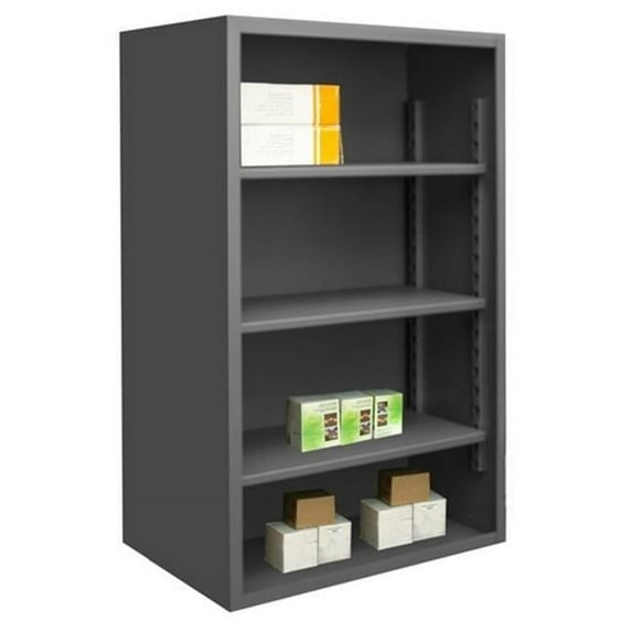 12 Gauge Enclosed Shelving Racks with 3 Shelves - Gray - 60 x 24 x 60 in.