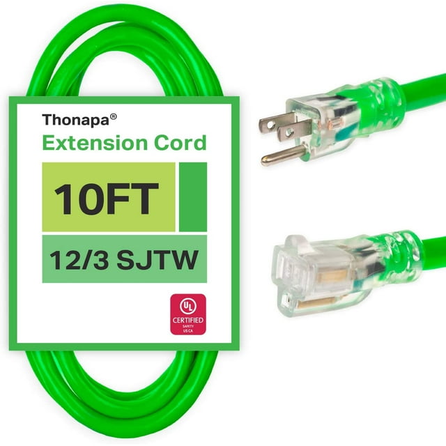 12 Gauge Extension Cord 10 Ft 12 Gauge Extension Cord 10 ft for Outdoor - 12/3 Heavy Duty Extension
