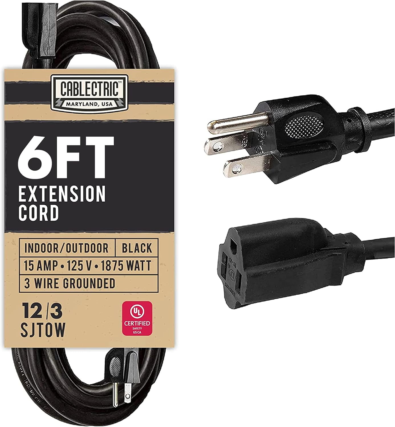 15 Ft 12 Gauge Extension Cord 12 Gauge Extension Cord 6 ft Oil Resistant, 12/3 SJTOW Heavy Duty