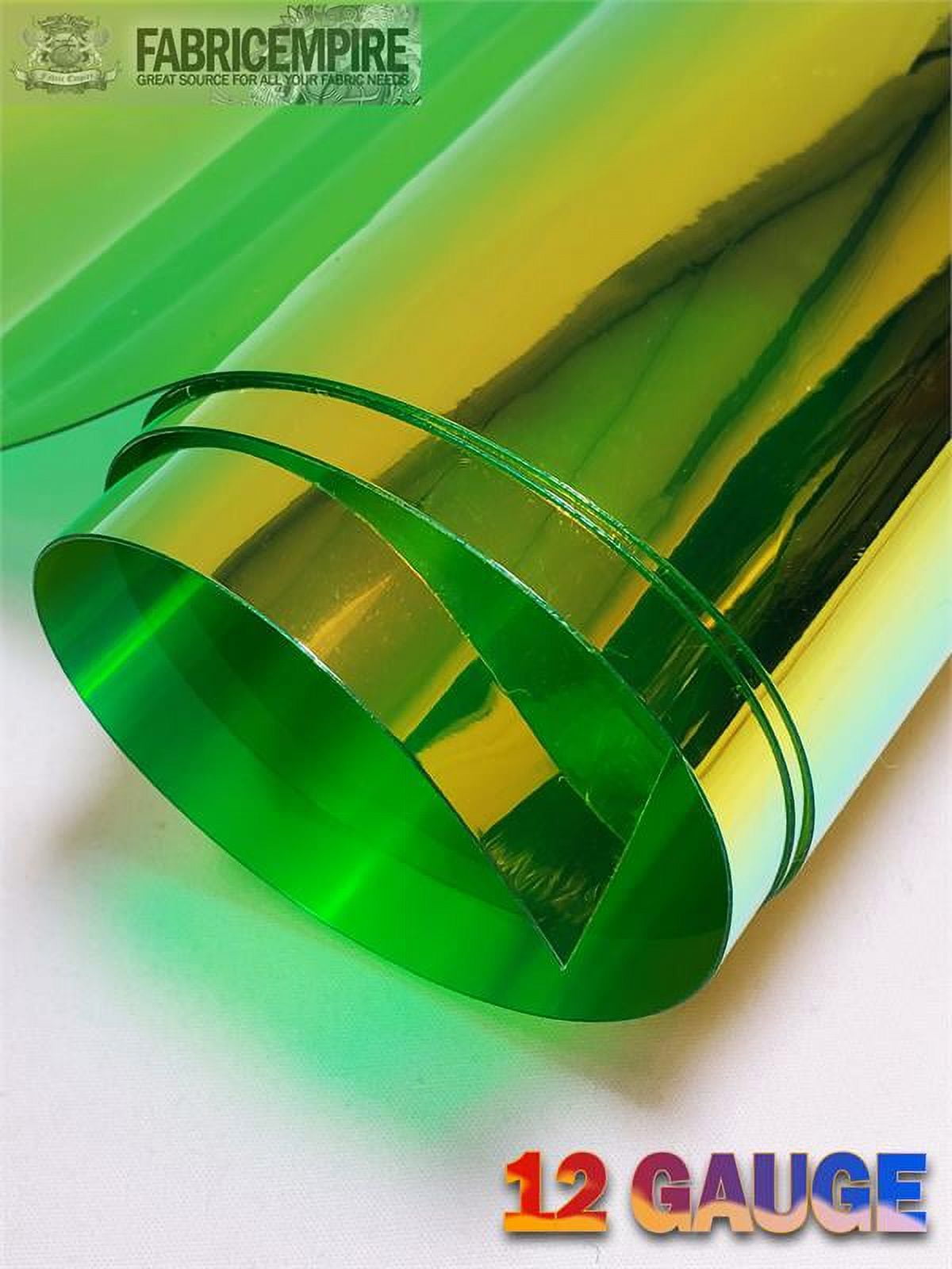 12 Gauge Metallic Transparent Hologram Green Plastic Vinyl Fabric 38" Wide Sold By The Yard