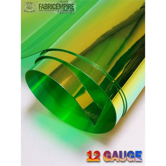 12 Gauge Metallic Transparent Hologram Green Plastic Vinyl Fabric 38" Wide Sold By The Yard