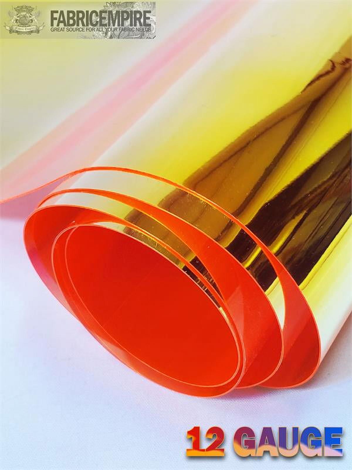 12 Gauge Metallic Transparent Hologram Orange Plastic Vinyl Fabric 38" Wide Sold By The Yard
