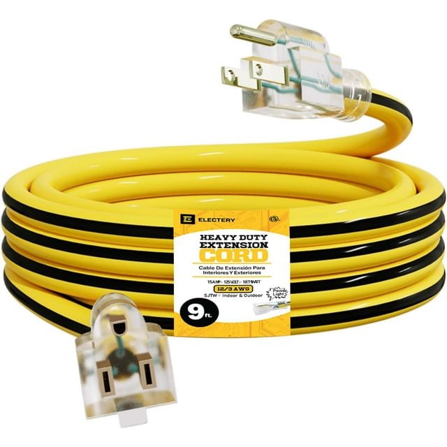 12 Gauge Outdoor Extension Cord 9 Ft Heave Duty Extension wire SJTW