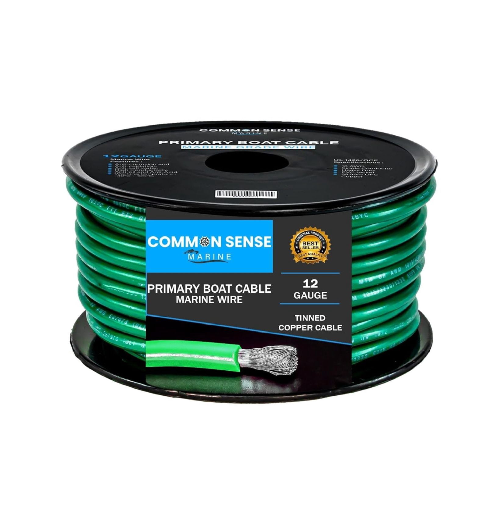 12 Gauge Primary Boat Cable - 30 ft Marine Grade Wire Tinned Oxygen-Free Copper - 12 AWG UL 1426 Standard PVC Wire for Boat, Automotive, Speakers, Camper & Trailers