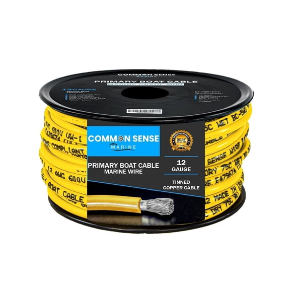 12 Gauge Primary Boat Cable - 30 ft Marine Grade Wire Tinned Oxygen-Free Copper - 12 AWG UL 1426 Standard PVC Wire for Boat, Automotive, Speakers, Camper & Trailers